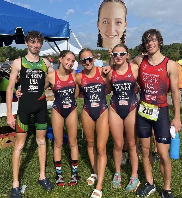 Three Girls and Two Boys in Swimming Costumes